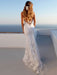 Sexy Mermaid Wedding Dress White V-Neck Backless Lace Bridal Dresses
