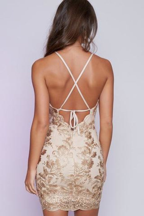 Sexy Sheath Spaghetti Straps Open Back Mini Homecoming Dresses with Appliques - Prom Dresses