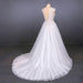 Sexy V Neck Tulle with Lace Appliques A Line Backless Wedding Dress - Wedding Dresses