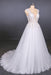 Sexy V Neck Tulle with Lace Appliques A Line Backless Wedding Dress - Wedding Dresses