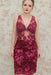 Sheath V Neck Sleeveless Homecoming Dresses Dark Red Lace Short Prom Dress - Prom Dresses