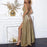 Shiny A Line Floor Length Champagne Long Prom Dresses with Slit, Shiny Champagne Evening Dresses, Shiny Formal Dresses