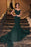 Shiny Off Shoulder Mermaid Dark Green Long Prom Dresses, y Mermaid Green Formal Evening Dresses