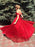 Shiny Off Shoulder Red Long Prom Dresses, Off the Shoulder Red Formal Dresses, y Red Evening Dresses