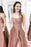 Shiny Open Back Brown Long Prom Dresses with Slit, y Brown Formal Evening Dresses