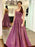 Shiny Open Back Purple Long Prom Dresses with Slit, Thin Strap Purple Long Formal Evening Dresses