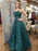 Shiny Sequins Green Lace Long Prom Dresses, Green Lace Formal Dresses, y Green Evening Dresses