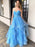 Shiny Sequins Strapless Sweetheart Neck Light Blue Long Prom Dresses, Light Blue Formal Dresses, y Evening Dresses