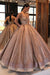 Shiny Spaghetti Strap Ball Gown Sweetheart Prom Floor Length Sequin Party Dress - Prom Dresses