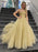 Shiny Strapless Champagne Tulle Long Prom Dresses, Champagne Formal Evening Dresses, Ball Gown