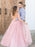 Shiny V Neck Backless Beaded Pink Long Prom Dresses, Backless Pink Formal Graduation Evening Dresses