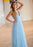 Shiny V Neck Open Back Light Blue Long Prom Dresses, Open Back Light Blue Formal Dresses, y Light Blue Evening Dresses