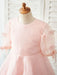 Flower Girl Dresses Jewel Neck Short Sleeves Kids Pink Social Party Dresses