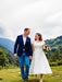Short Sleeves Lace Covered Button Short Wedding Dresses - wedding dresses