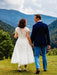 Short Sleeves Lace Covered Button Short Wedding Dresses - wedding dresses
