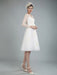 Short Wedding Dress Tulle Knee Length V Neck Long Sleeves A Line Natural Waist Bridal Gowns