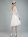 Short Wedding Dress Tulle Knee Length V Neck Long Sleeves A Line Natural Waist Bridal Gowns