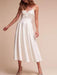 Short Wedding Dress V Neck Sleeveless A Line Tea Length Straps Bridal Gowns
