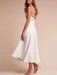 Short Wedding Dress V Neck Sleeveless A Line Tea Length Straps Bridal Gowns