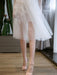 Short Wedding Dresses White Lace Long Sleeve Illusion Tea Length Bridal Dress