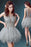 Silver Gray Tulle Scoop Unique Junior Homecoming with appliques Graduation Dress - Prom Dresses