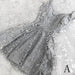 Silver Mini Spaghetti Straps Backless V-neck Lace Homecoming Dress Short Prom Gown - Prom Dresses