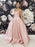 Simple A Line Pink Satin Long Prom Dresses, Long Pink Formal Evening Dresses