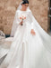 Simple Jewel Long Sleeve A-line Wedding Dresses - White / Floor Length - wedding dresses