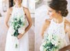 Simple Jewel Sleeveless Gown Lace Top Tulle Beach Wedding Dress - Wedding Dresses