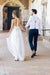 Simple Jewel Sleeveless Gown Lace Top Tulle Beach Wedding Dress - Wedding Dresses