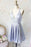 Simple Lavender Short Homecoming Dresses Cheap V Neck Ruched Graduation Dress - Prom Dresses