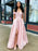 Simple Off Shoulder Pink Long Prom Dresses with Slit, Off Shoulder Pink Formal Dresses, Pink Evening Dresses