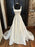 Simple Open Back White Satin Long Prom Dresses, Ivory Satin Long Formal Graduation Evening Dresses 