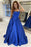 Simple Royal Blue Satin Long Prom Dresses, Royal Blue Formal Graduation Evening Dresses