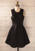 Simple Satin Short Homecoming Dress Cheap Black Sleeveless Mini Prom Dresses - Prom Dresses