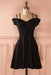 Simple Strap Black Short Satin Graduation Dresses A Line Ruched Homecoming Dress - Prom Dresses