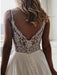 Simple V Neck Chiffon A Line Covered Button Boho Wedding Dresses - wedding dresses