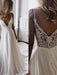 Simple V Neck Chiffon A Line Covered Button Boho Wedding Dresses - wedding dresses