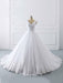 Simple V-Neck Lace-Up Ruffles Ball Gown Wedding Dresses - White / 50cm - wedding dresses