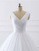 Simple V-Neck Lace-Up Ruffles Ball Gown Wedding Dresses - wedding dresses