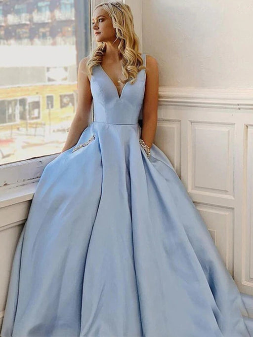 Blue satin ball on sale gown