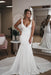 Simple V Neck Mermaid with Long Train Sexy Backless Beach Wedding Dress - Wedding Dresses