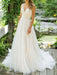 Simple Wedding Dress 2021 a line V Neck Sleeveless floor length Beach Bridal Dresses With Train
