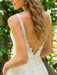 Simple Wedding Dress 2021 a line V Neck Sleeveless floor length Beach Bridal Dresses With Train