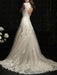 Simple Wedding Dress 2021 Lace V Neck Sleeveless floor length backless Tulle Bridal Gowns with Train