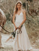 Simple Wedding Dress 2021 V Neck Straps Sleeveless Floor Length Boho Bridal Gown