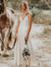 Simple Wedding Dress 2021 V Neck Straps Sleeveless Floor Length Boho Bridal Gown