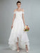 Simple Wedding Dress A Line Off The Shoulder Sleeveless Lace Bridal Dresses With Train