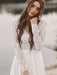 Simple Wedding Dress A Line V Neck Long Sleeve Floor Length Chiffon Lace Beach Wedding Dresses