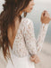 Simple Wedding Dress A Line V Neck Long Sleeve Floor Length Chiffon Lace Beach Wedding Dresses